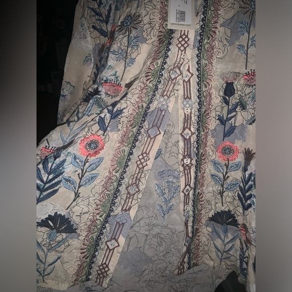 Biya JOHNNY WAS FIELDS BLOUSE Silk NWT fall casual boho $435 floral button top - Picture 6 of 11